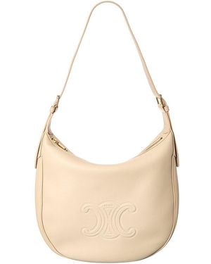 Celine Heloise Medium Leather Hobo Bag - Natural