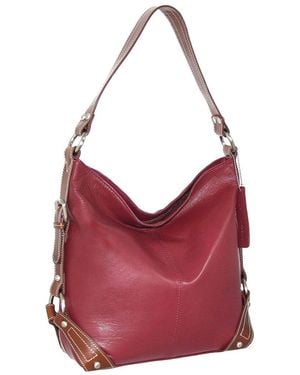 Nino Bossi Moda Milano Hobo Genuine Leather Bucket Bag - Red