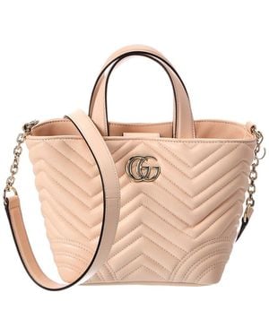 Gucci Gg Marmont Mini Leather Tote - Natural
