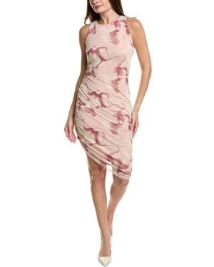 Kenneth Cole Ruched Mesh Midi Dress - Pink