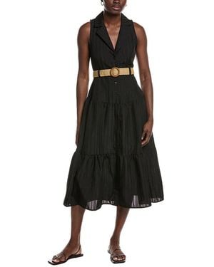 Marion Belted A-Line Dress - Black