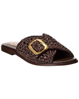 Tod's Straw & Leather Sandal - Brown