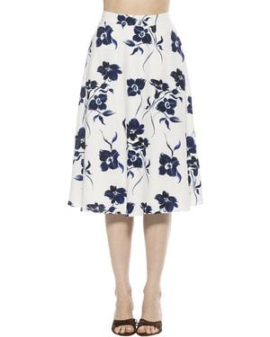 Alexia Admor Mabel Flared Linen-Blend Skirt - Blue
