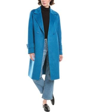 Forte Belted Wool & Cashmere-Blend Coat - Blue