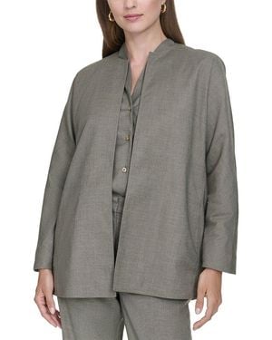 Halston Collarless Topper - Gray