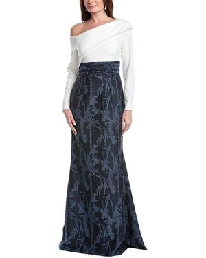 Rene Ruiz Asymmetric Off-Shoulder Knit Top Gown - Blue