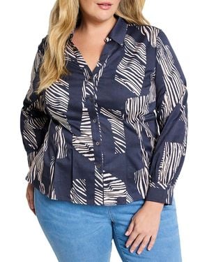 NIC+ZOE Plus Zebra Stripe Shirt - Blue