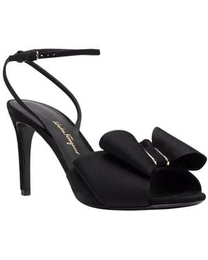 Ferragamo 95Mm Vara-Bow Leather Sandal - Black