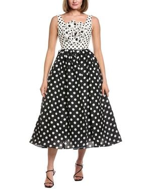 Carolina Herrera Full Dot Silk Midi Dress - Black