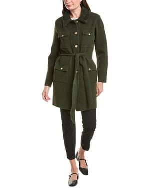 NVLT Faux Fur Eyelash Military Coat - Green