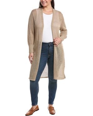 Eileen Fisher Plus Long Linen-Blend Cardigan - Blue