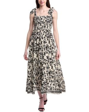 Max Studio Self Tie Smocked Bodice Maxi Dress - White