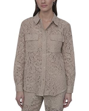 DKNY Lace Button Front Shirt - Brown