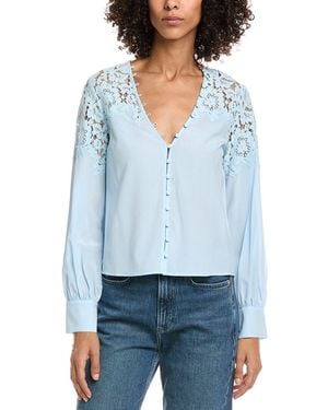 Generation Love Harlea Lace Combo Silk-Blend Blouse - Blue