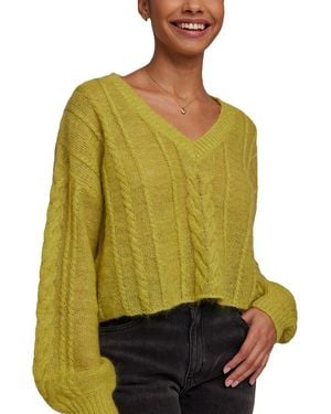 Bella Dahl V-Neck Cropped Mohair & Wool-Blend Sweater - Green