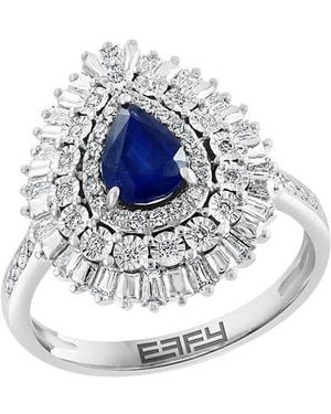Effy Fine Jewelry 14K 1.15 Ct. Tw. Diamond & Sapphire Ring - Blue