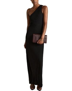 Reiss Morgaine One Shoulder Rib Dress - Black