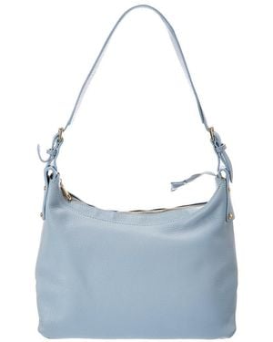 Italian Leather Hobo Leather Top Handle Bag - Blue