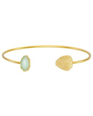 Liv Oliver 18K Plated 8.75 Ct. Tw. Sea Quartz Geometric Bangle Bracelet - Metallic