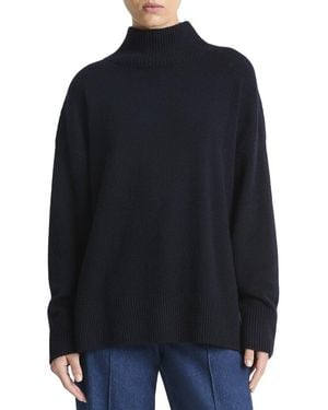 Vince Dropped-Shoulder Turtleneck Wool & Cashmere-Blend Top - Blue