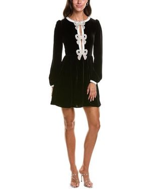 Saloni Camille Liquid Velvet Silk-Blend Mini Dress - Black