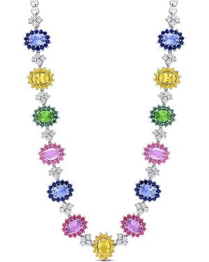 Rina Limor 14k 59.90 Ct. Tw. Diamond & Yellow Sapphire Multicolour Necklace