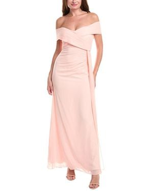 Badgley Mischka Off-The-Shoulder Wrap Dress - Pink