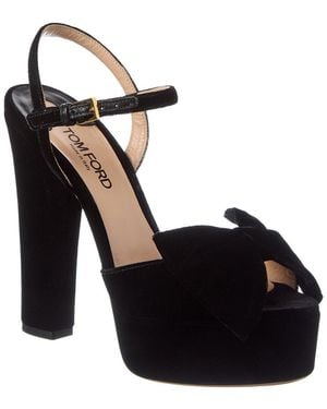 Tom Ford Velvet 7 Leather Platform Sandal - Black