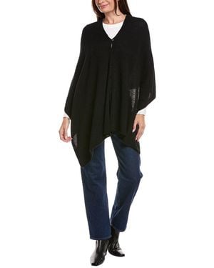 Amicale Cashmere Button Shoulder Cashmere Poncho - Black