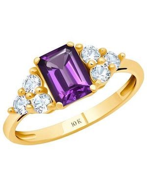 MaxColor 10K 0.70 Ct. Tw. Amethyst Halo Ring - Pink