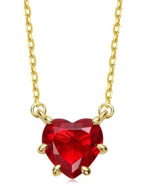 Rachel Glauber 14K Plated Cz Solitaire Necklace - Red