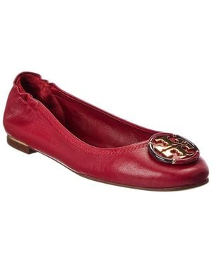 Tory Burch Multi Logo Leather Ballet Flat - Red