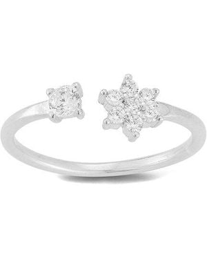 Glaze Jewelry Silver Cz Flower Ring - White
