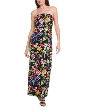 MILLY Magnolia Mesh Embroidery Maxi Dress - Black