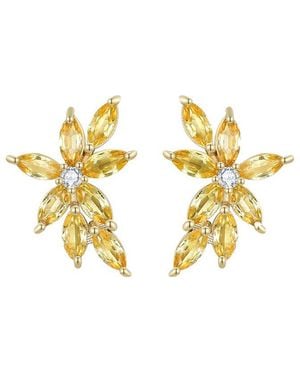 Nina Zhou Jewelry 14K 1.64 Ct. Tw. Diamond & Sapphire Cluster Earrings - Metallic