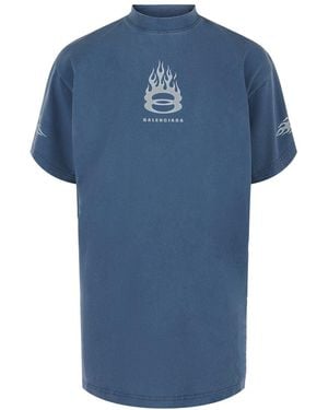Balenciaga Burning Unity Oversized T-Shirt - Blue