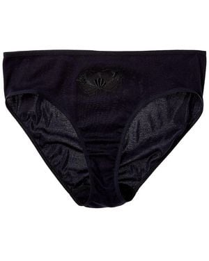 Hanro Floral Embroidered Hi-Cut Brief - Blue