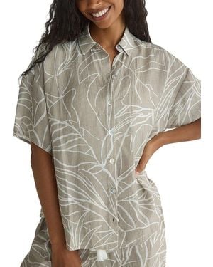 Bella Dahl Oversized Short Sleeve Shirt - Gray
