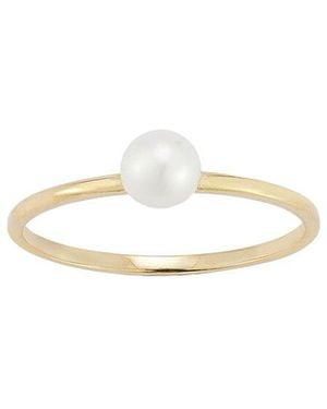 Italian Gold 14K 4Mm Pearl Ring - White