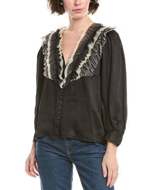 The Great Ruffled Tuxedo Top - Black
