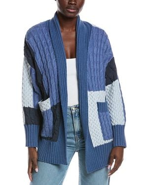 Electric and Rose Patchwork Cardigan - Blue