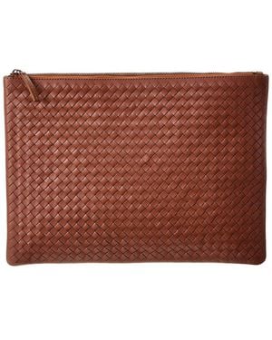 Dragon Diffusion Woven Leather Clutch - Brown