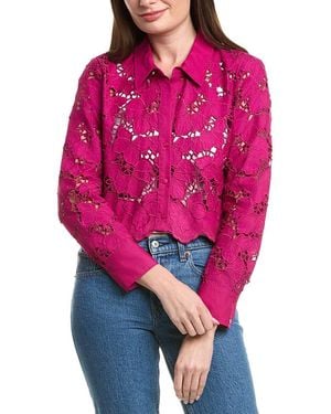 L'Agence Seychelle Cropped Button-Down - Red