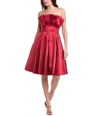 Rene Ruiz Strapless Pleated Mikado Short Dress - Red