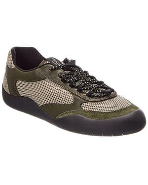 Prada Speedrook Leather & Suede-Trim Trainer - Brown