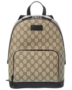 Gucci Gg Supreme Canvas & Leather Backpack - Natural