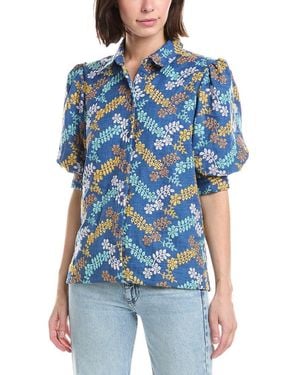 Tahari Button Down Blouse - Blue