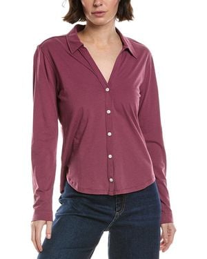Lilla P Split Collar Button Down Shirt - Red