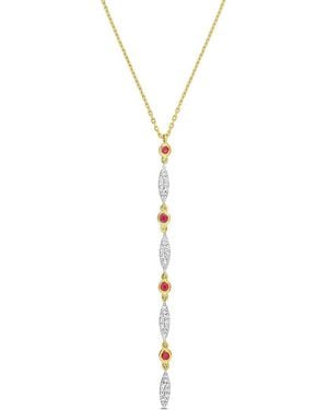 Rina Limor 10k 0.36 Ct. Tw. Diamond & Ruby Necklace - Metallic