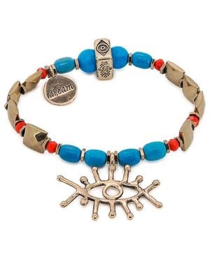Ebru Jewelry Protection & Luck Plated Beaded Bracelet - Blue